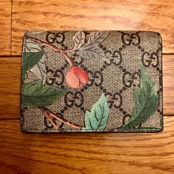 Gucci Card Case Wallet Monogram GG Supreme Tian Print - Picture 3 of 9